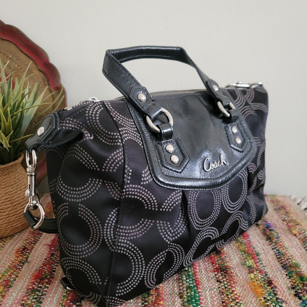 Coach Black Ashley Dotted Art Satchel Bag - Picture 3 of 7